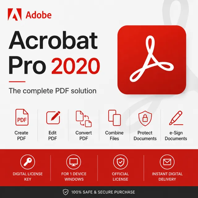 Adobe Acrobat Pro DC 2020 для Windows, 1 устройство, бессрочная лицензия