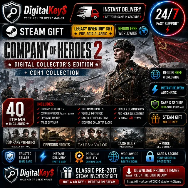 🌍 Company of Heroes 2 Collector + CoH1 Collection — Steam Gift / 40 предметов
