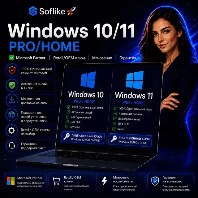 Windows 10/11 PRO/HOME ✅ Microsoft Partner | Retail/OEM ключ | Мгновенно | Гарантия