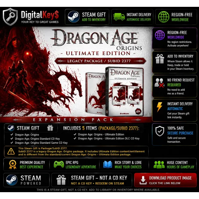🌍 Dragon Age: Origins Legacy Package 2377 — Steam Gift / Без региона / Worldwide