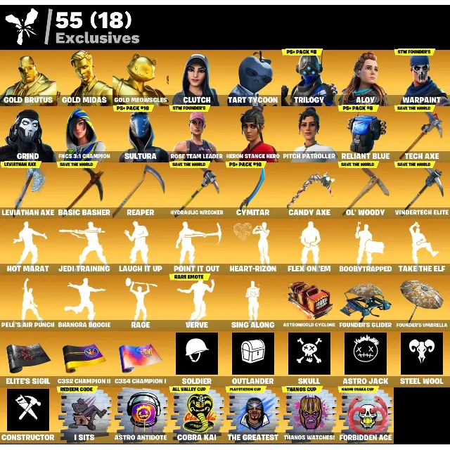 Мгновенный доступ • FN (все платформы) • 302 skins • OG STW • 1450 VB• Полный доступ