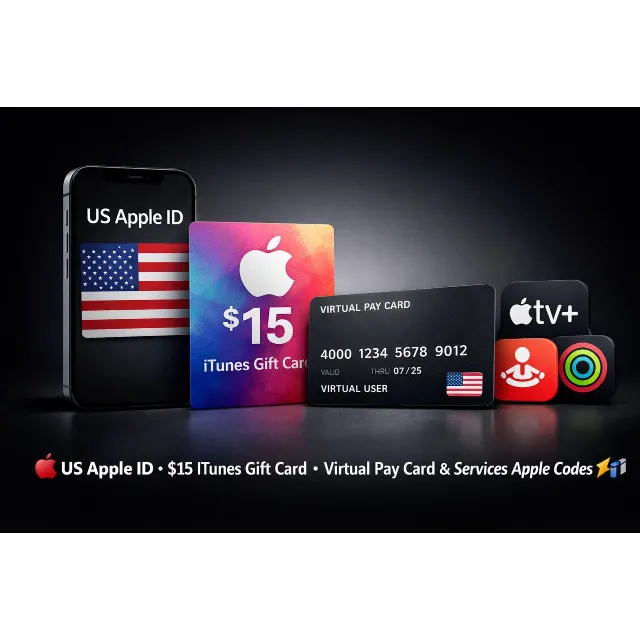 🔥💳 US Apple ID | iTunes Gift Card $15 | Виртуальная Pay Card &amp; Services Apple Codes