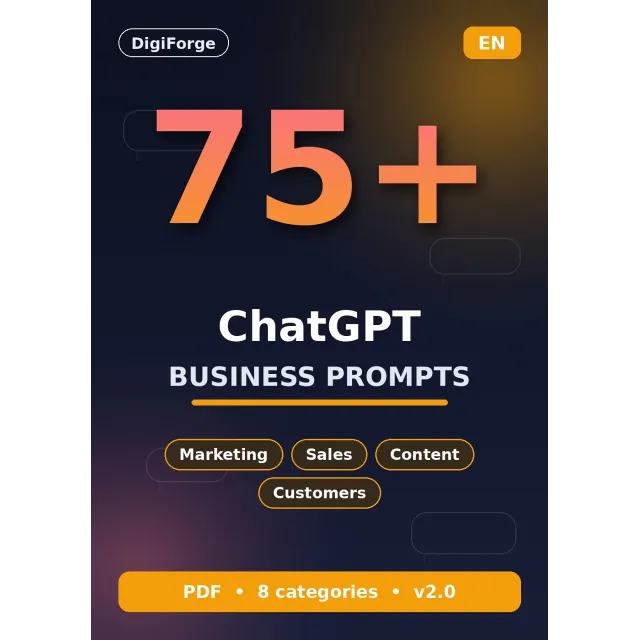 75+ ChatGPT Business Prompts (на англ.) | Маркетинг, продажи, контент | PDF