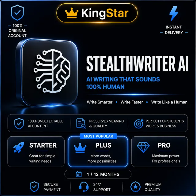 StealthWriter AI | Starter, Plus &amp; Pro Plans | Мгновенная Активация | 1/12 Месяц