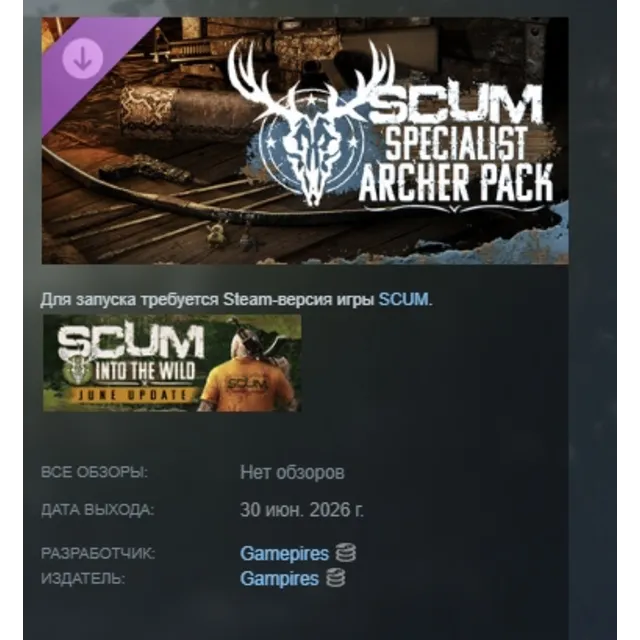 SCUM Specialist Archer Pack DLC АВТОДОСТАВКА STEAM РОССИЯ