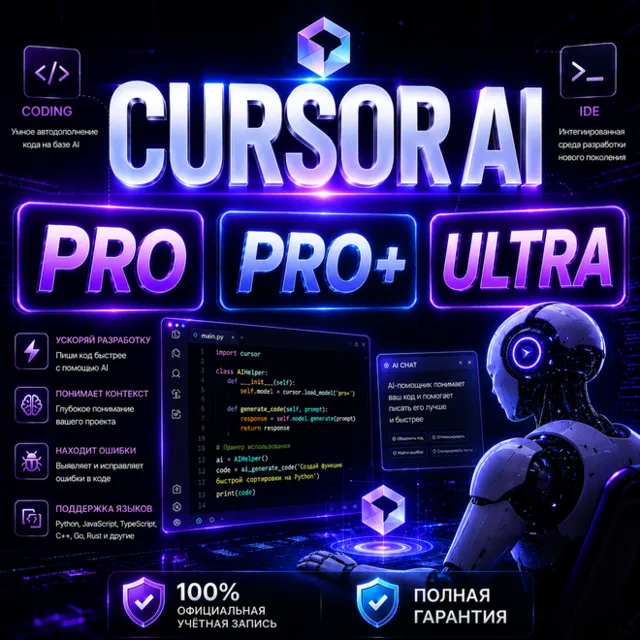 Обновление Cursor Pro / Pro+ / Ultra • Официальная подписка • Полная гарантия