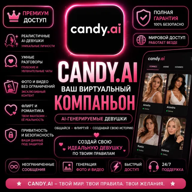 Премиум-подписка Candy.AI | 1 месяц | Личный аккаунт | Доступ из любой точки мира | Б