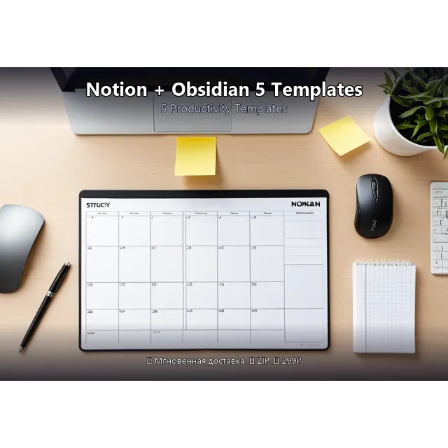 Notion + Obsidian 5 Templates — Шаблоны для продуктивности