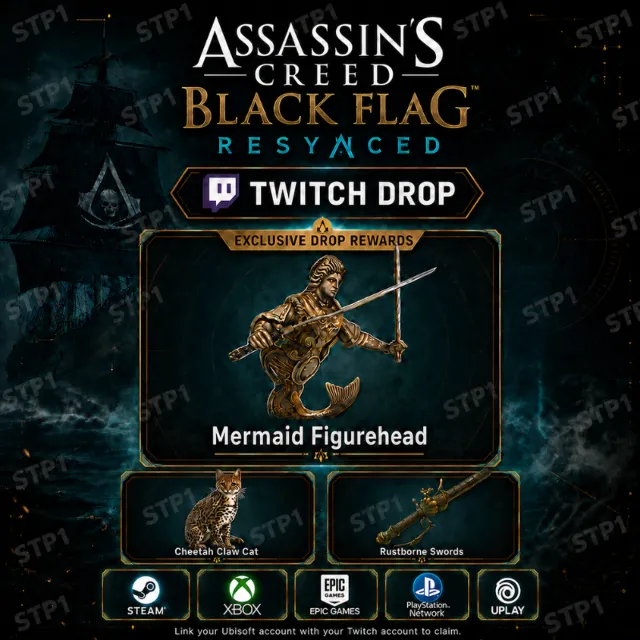 Assassin's Creed Black Flag Resynced 3/3💎Кот, Rustborne Swords, Merma💎Twitch Drop