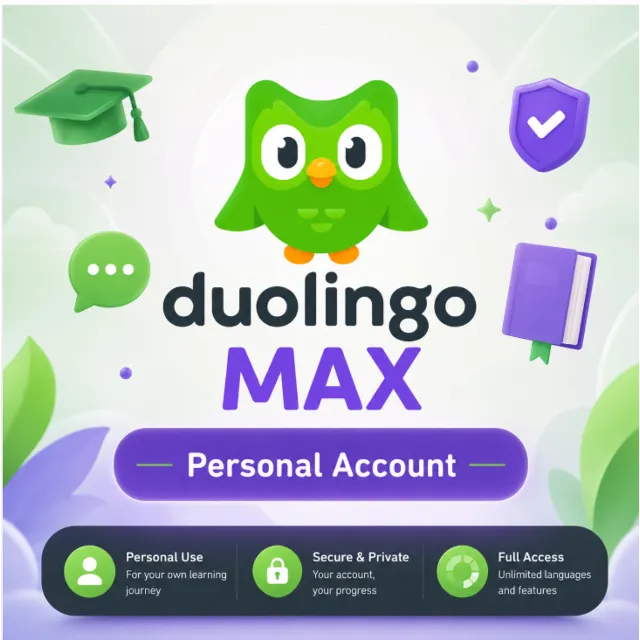 Duolingo Max (1–12 месяцев) — личный аккаунт (по приглашению)