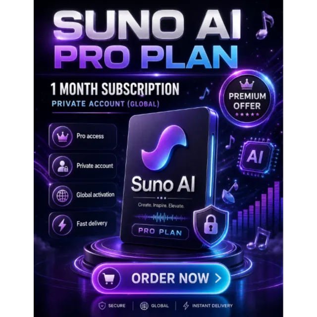 Подписка на тариф Suno AI Pro на 1 месяц — личный аккаунт (по всему миру)