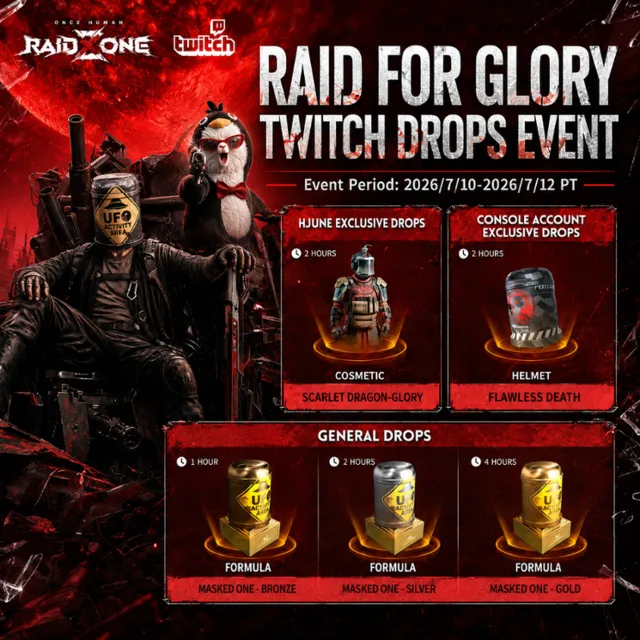 Once Human 5/5💎Scarlet Dragon - Glory, Raid for Glory General, hJune, Console