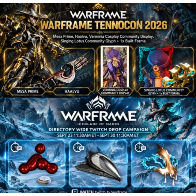 Warframe 72 награды💎TennoCon💎Parallax,Niveus Sumdali,Mesa Prime | Twitch Drop