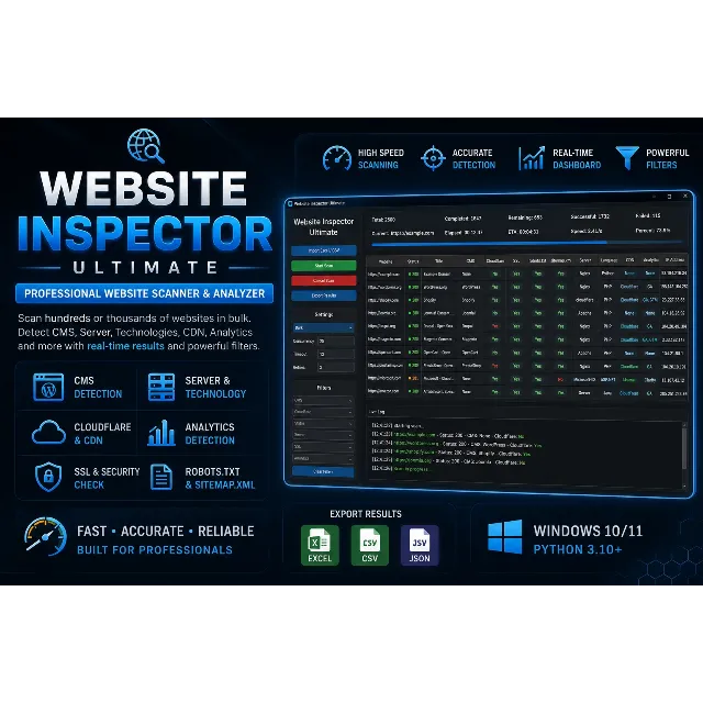 Website Inspector Ultimate — Профессиональный сканер веб-сайтов и детектор CMS