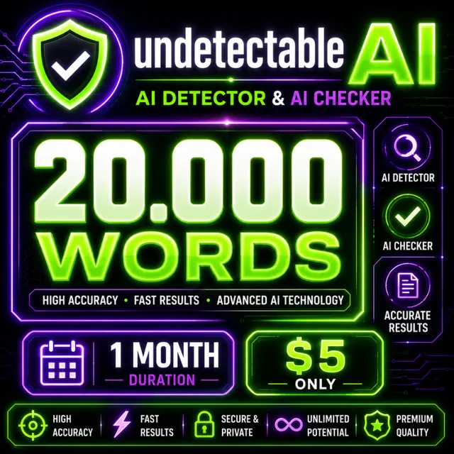Undetectable AI — AI Detector и AI Checker | 20 000 слов | 1 месяц