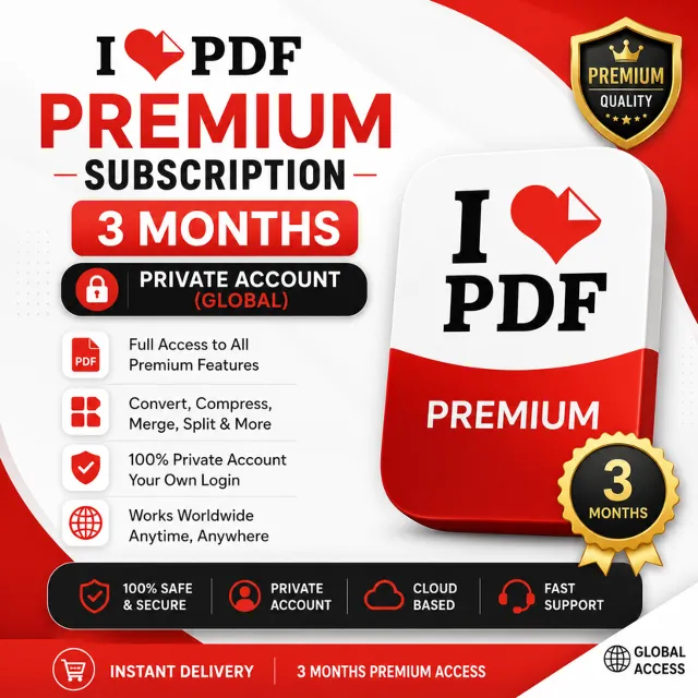 Прем иум-подписка iLovePDF на 3 месяца — личный аккаунт (глобальный)