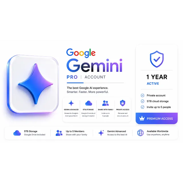 GOOGLE AI PRO (12 месяцев) READY ACCOUNT •  Gemini 3.5 • 5 ТБ • Veo 3.1 • Nano B
