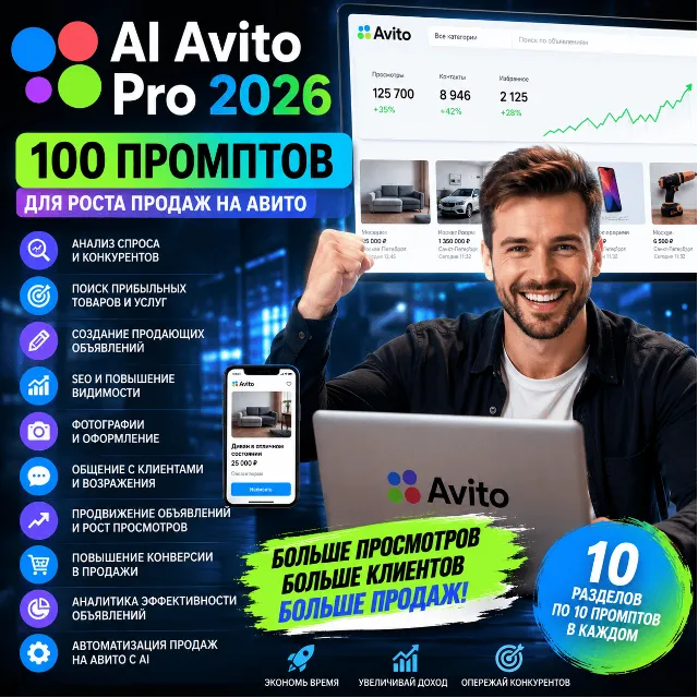 100 промптов ChatGPT для продаж на Авито — AI AVITO Pro 2026