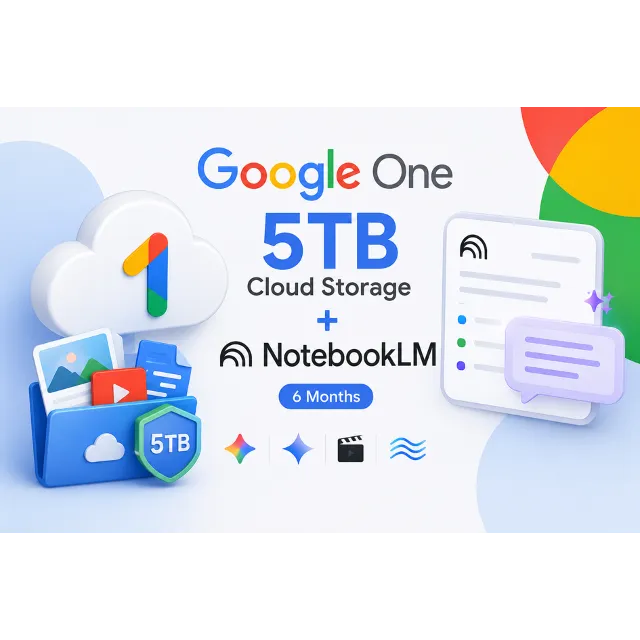 Google One 5 ТБ Облачного Хранилища | NotebookLM | 6 Месяцев