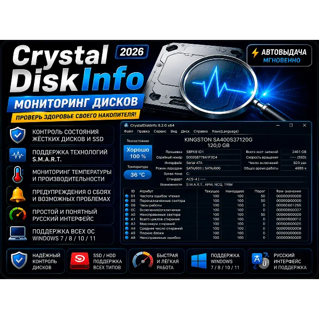 💽 CrystalDiskInfo 2026 | Проверка SSD и HDD