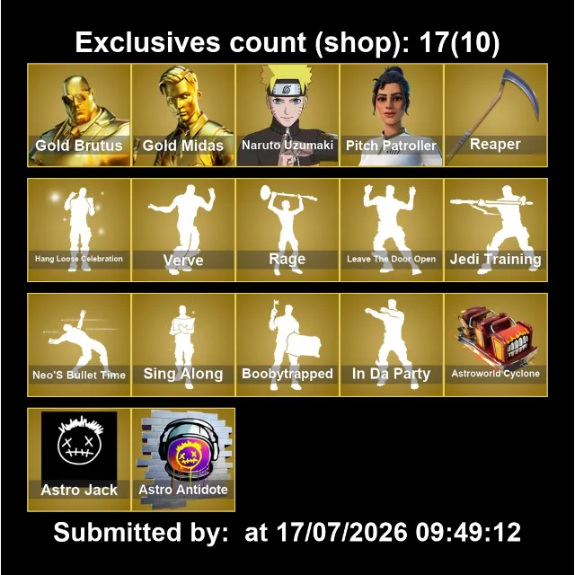 Мгновенный доступ • FN (все платформы) • 153 skins • Gold Brutus • Полный доступ