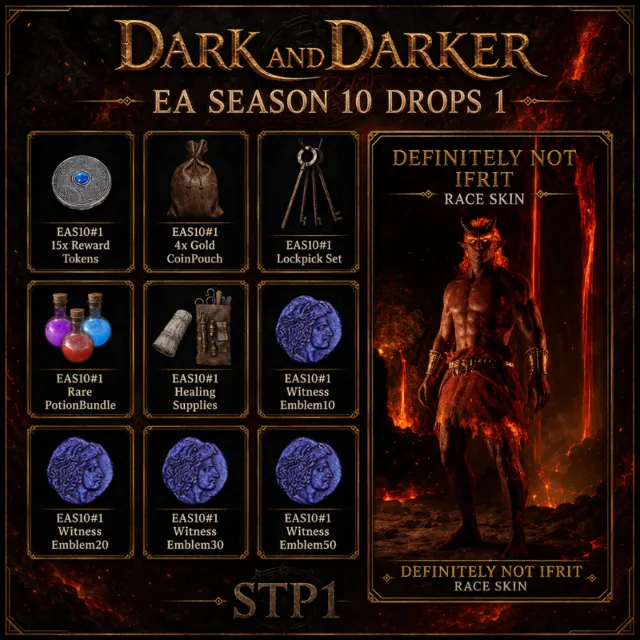 Dark and Darker 399 EA Season 10 Drops 1+2💎Mystic Campfire, скин Not Ifrit, Gold