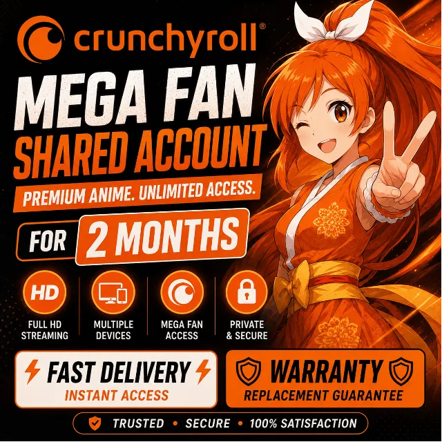 🟠『 Crunchyroll 』Общий аккаунт Mega Fan на 2 месяц ⚡Быстрая доставка⚡🟠Гарантия🛡