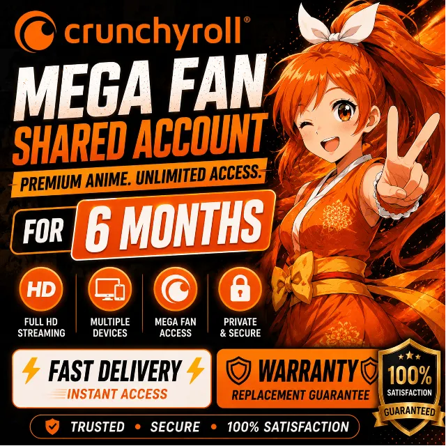 Подписка Crunchyroll Mega Fan на 6 месяцев | 1 Профиль ПК Мобильный | Мгновенная дост