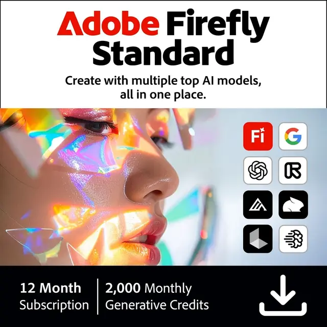 Adobe Firefly Standard | Генерация изображений и видео с помощью ИИ | 2 000 генератив