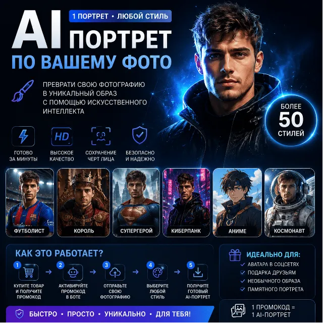 🎨 Один AI-портрет по вашей фотографии
