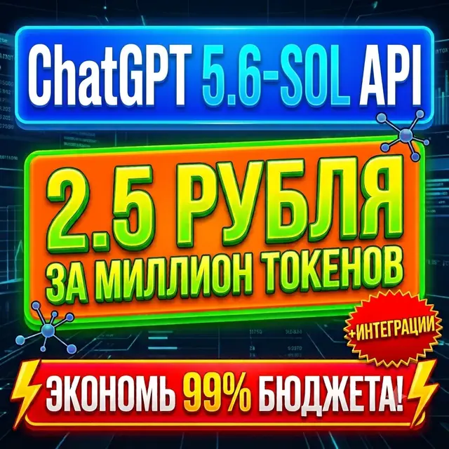 Купить дешевый ChatGPT 5.6 API — 4.8 рубля за 1КК токенов! Ссылка на сервис