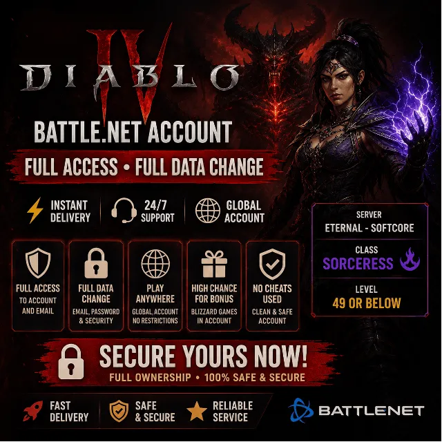 Diablo 4 | 24/7 - DELIVERY | BATTLENET | Full Data Change | Full Access | x24