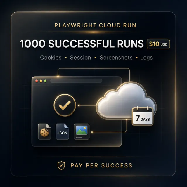 ⚡ Playwright Cloud Run | 1000 успешных запусков | Экспорт файлов cookie