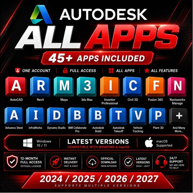 Autodesk Все Приложения 2024/2025/2026/2027 | Доступ на 1 Год + Активация