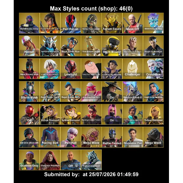 Мгновенный доступ • FN (все платформы) • 124 skins • 550 VB • Полный доступ