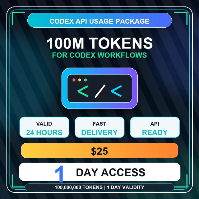 Codex API Tokens 100M - 1 Day Access - 1 Day Warranty