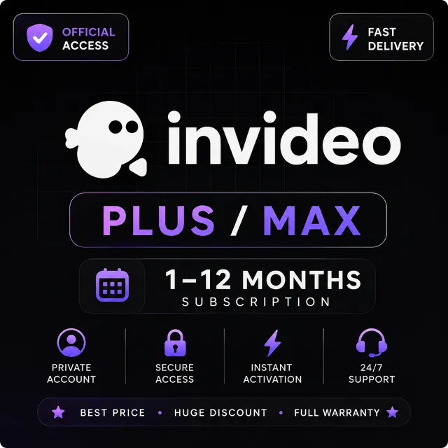Подписка InVideo AI Plus / Max | 1–12 месяцев | Обновление / Продление | Быстрая дост