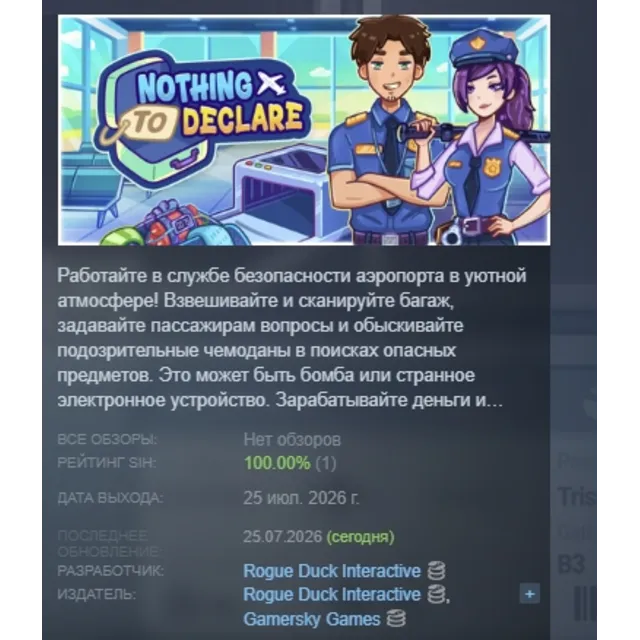 Nothing To Declare АВТОДОСТАВКА STEAM GLOBAL МГНОВЕННО ЛИЦЕНЗИЯ
