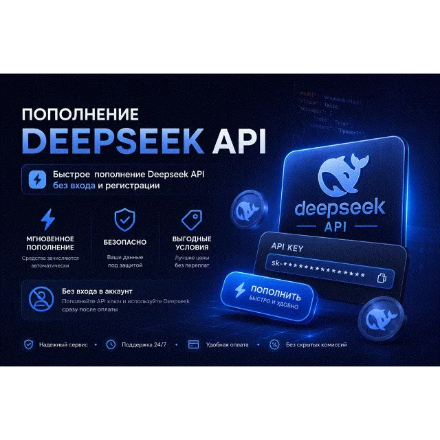 DeepSeek API | Оплата баланса | Без входа | Моментально