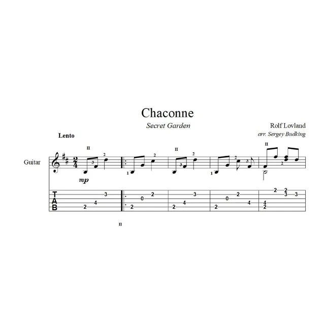 Chaconne - Secret Garden - ноты для гитары