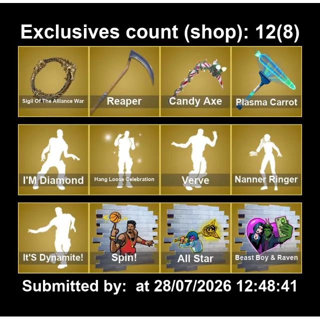 Мгновенный доступ • FN (все платформы) • 116 skins • 600 VB • Полный доступ