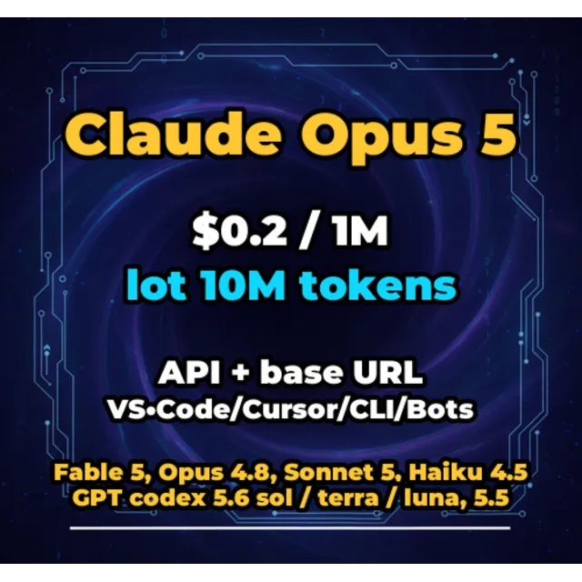 Claude Opus 5 | 10 МЛН ТОКЕНОВ | АВТОВЫДАЧА 24/7 | API VS•Code/Cursor/CLI/Боты