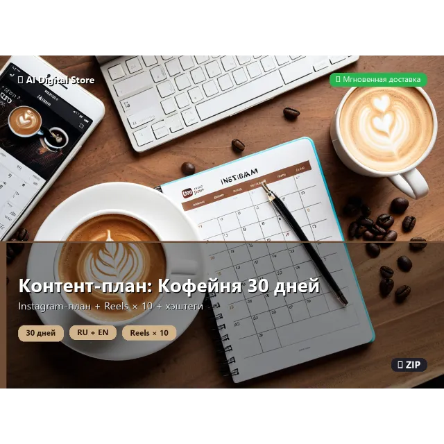Шаблоны: Content Plan Coffee Shop 30 Days