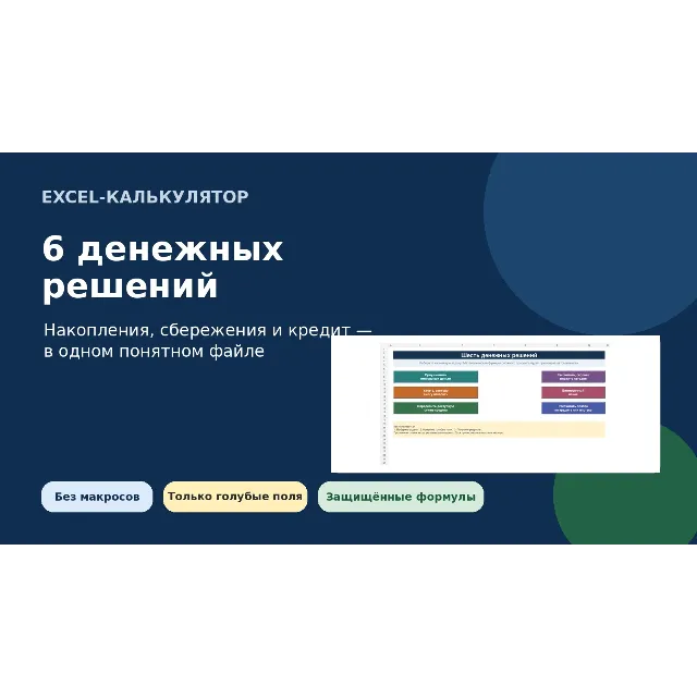 Калькулятор 6 денежных решений для Excel