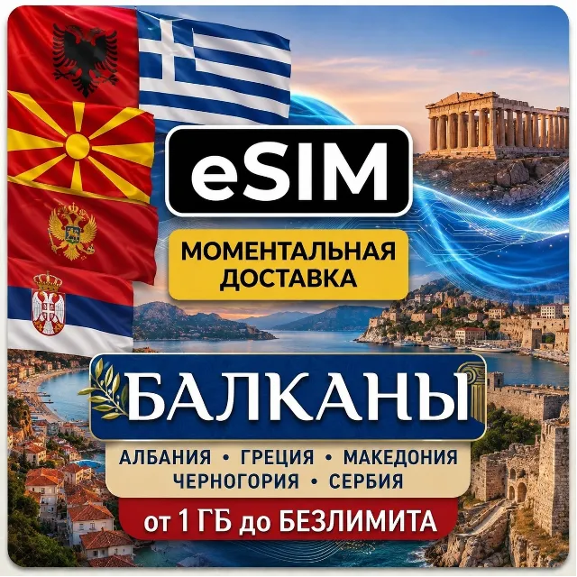 eSIM - Балканы | Албания Греция Македония Черногория Сербия | AIRALO | Premium | есим