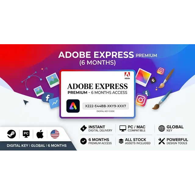 Adobe Express Premium (6 месяцев) – Ключ GLOBAL