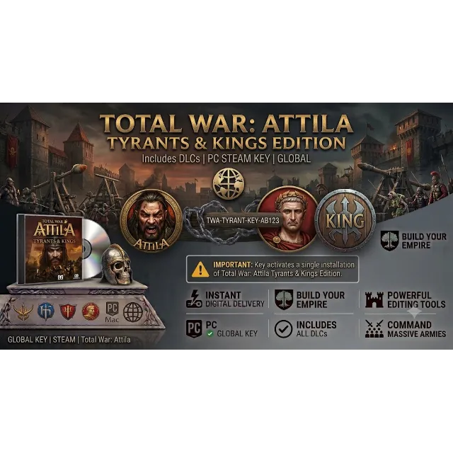 ⚔️ Total War: Attila Tyrants &amp; Kings Edition Steam КЛЮЧ ✅ GLOBAL | +2 DLC