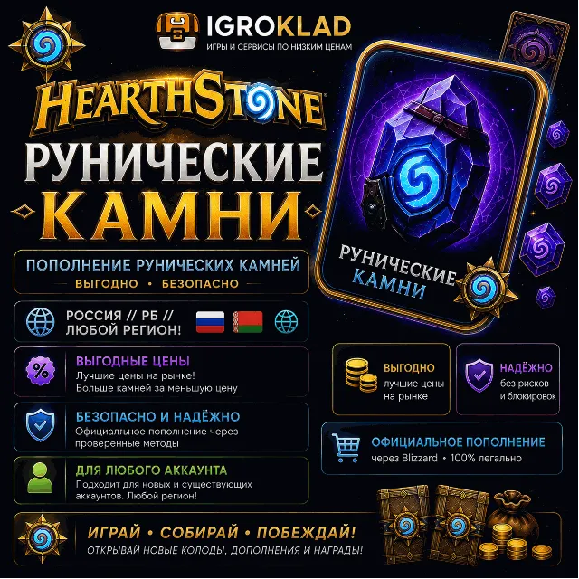 〔 HEARTHSTONE ⁃ РУНИЧЕСКИЕ КАМНИ ⁃ РОССИЯ ⫽ РБ ⫽ ЛЮБОЙ РЕГИОН! ⁃ ВЫГОДНО ⁃ БЫСТРО 〕