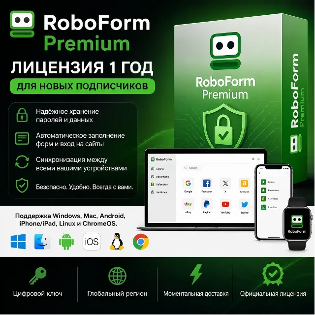 RoboForm Premium | 1 ГОД | ЛИЦЕНЗИЯ | ДЛЯ НОВЫХ ПОДПИСЧИКОВ