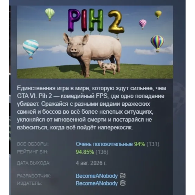 Pih 2 АВТОДОСТАВКА STEAM GLOBAL МГНОВЕННО ЛИЦЕНЗИЯ